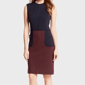 Tory Burch Brianna Colorblock Sleeveless Sheath Dress Navy Burgundy Size Medium